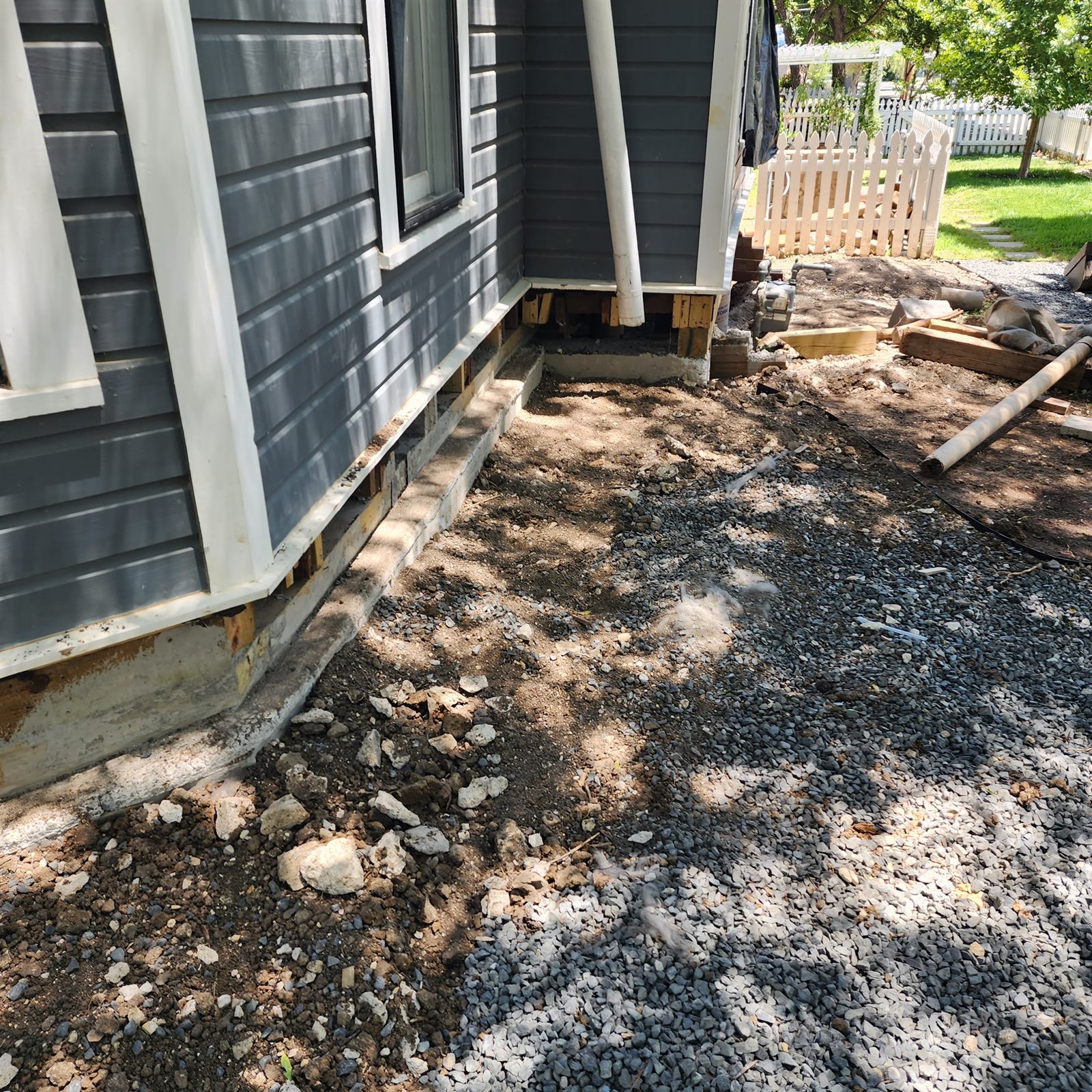 After: finished footing with gravel drainage