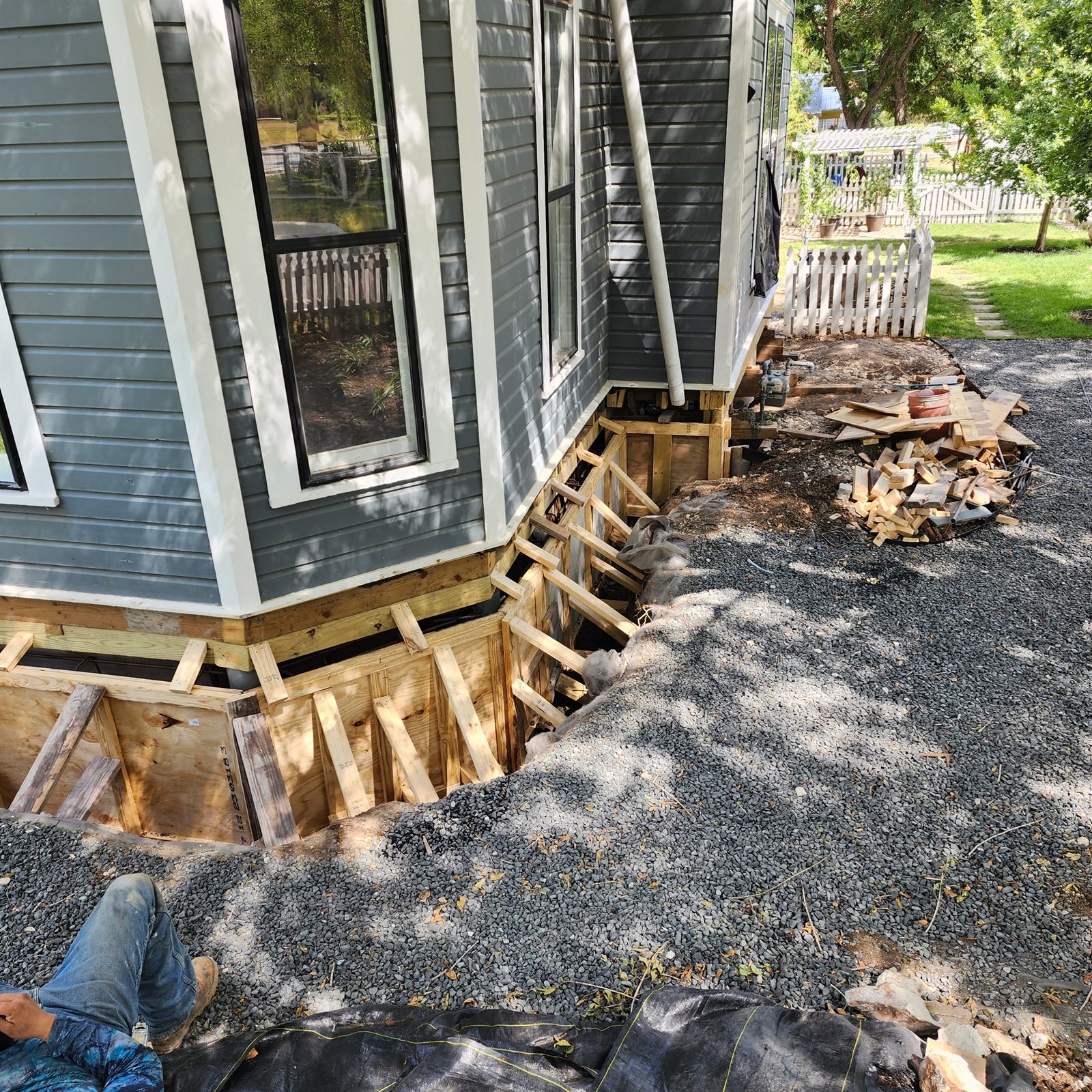 Before: open excavation along the foundation